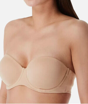 Calvin Klein Lightly Lined Constant Strapless Bra QF5528 Womens 32DD Bare Nude